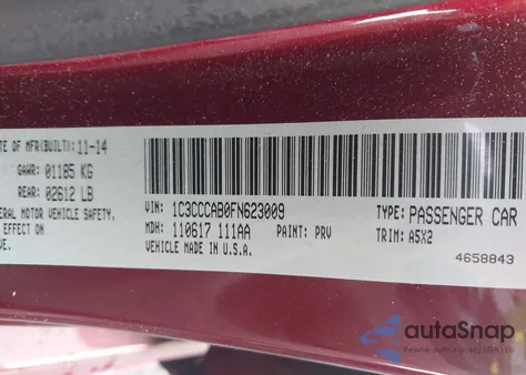 2015 Chrysler 200 Limited из США, поврежденный, VIN 1C3CCCAB0FN623009